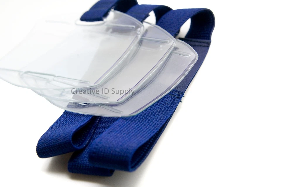 Arm Band ID Badge Holder Vertical with Elastic NAVY BLUE Strap - Pack of 100 - Image 2 of 4