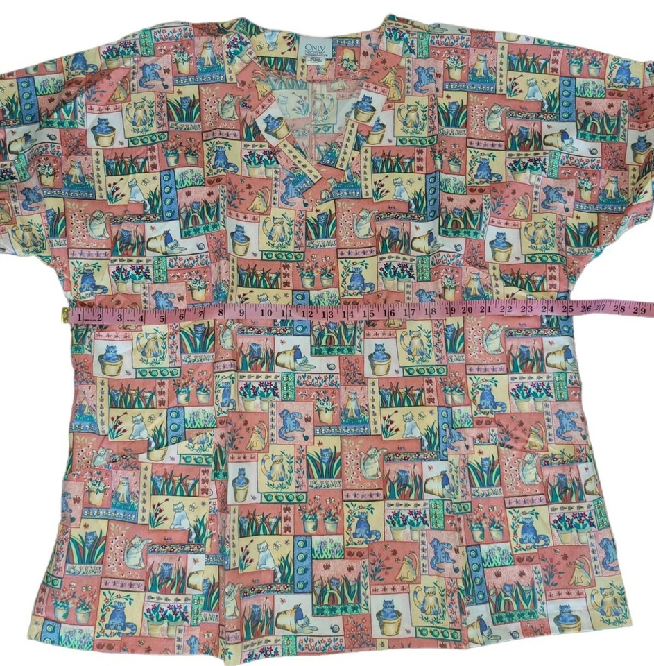 Only Necessities V-Neck Medical Scrubs Women's Top Size 1X Pockets Measurements - Image 3 of 4