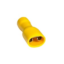 Fully Insulated Quick Connect Terminals, Female, PVC, 10-12 AWG, Yellow, 100 Pcs