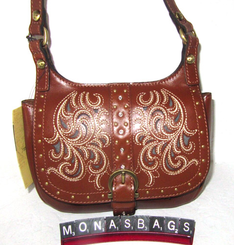 Patricia Nash Leather Linny Saddle Bag Crossbody Lux Ranch Tan Leather NWT $199