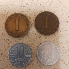 Austria 1 schilling coin X 2 1960. 10 Groshen Coin X 2 1970, 1965.