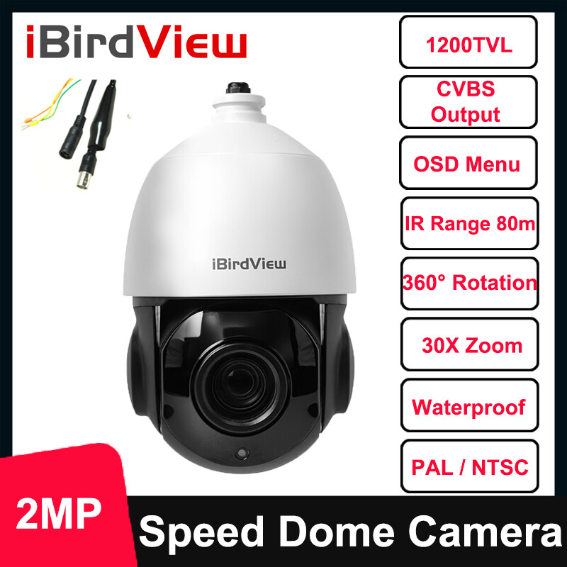 2MP Outdoor Waterproof Dome Security Camera 1200TVL 30x Zoom CVBS OSD Menu IR80m
