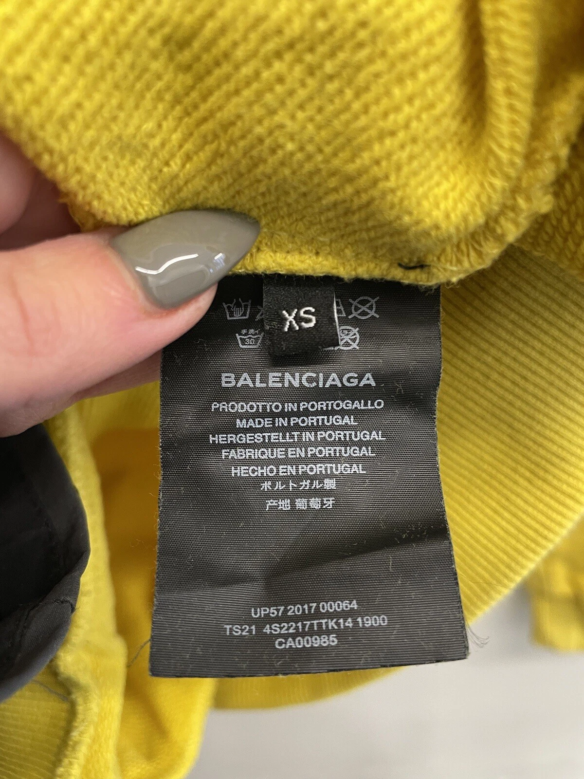 Autentica felpa con cappuccio BALENCIAGA UOMO cotone giallo "Il potere dei sogni" taglia XS