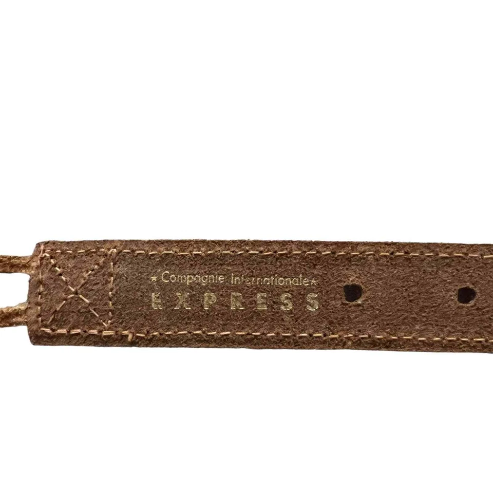 Express Boho gold beaded belts with leather. Gold buckle. Size: 35” - Image 4 of 4