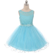 AQUA Flower Girl Dress Party Formal Wedding Recital Pageant Birthday Bridesmaid