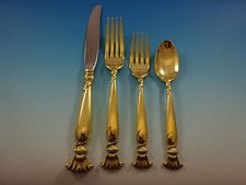 Romance of the Sea Gold by Wallace Sterling Silver Flatware Service 12 Set 48 Pc