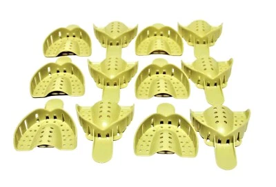 Dental Plastic Impression Trays Perforated Autoclavable Upper Medium #3 12 Pcs