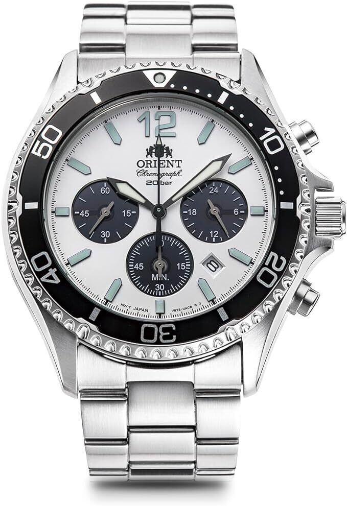 Orient Mako RN-TX0203S NEW White Dial Panda Chronograph Solar
