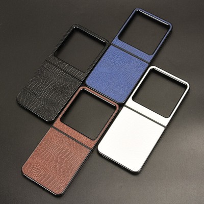 For Tecno Phantom V Flip2 5G  Crocodile PU Leather PC Hard Back Full body Case