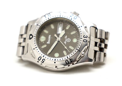BULOVA Marine Star Quartz 100m Black Dial Diver Men display picture 3