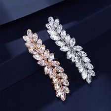 2PCS Rhinestone Hair Clips - Crystal Leaf Vintage Bridal Gold, Silver