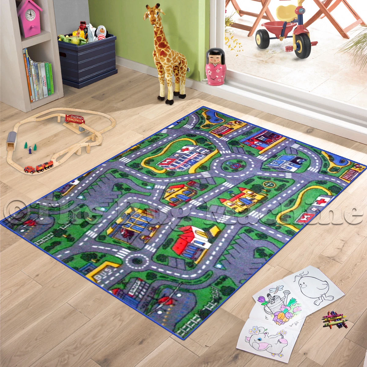 Kids Carpet Play Rug Fluffy Cat Bedroom Rug Washable Floor Mat for