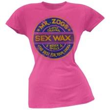 Mr. Zogs Sexwax  -  Multi Logo Hot Pink Juniors T-Shirt
