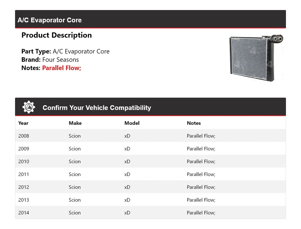 Para 2008-2014 Scion xD A/C evaporador núcleo 4 temporadas 2009 2010 2011 2012 2013 - Imagem 2 de 4