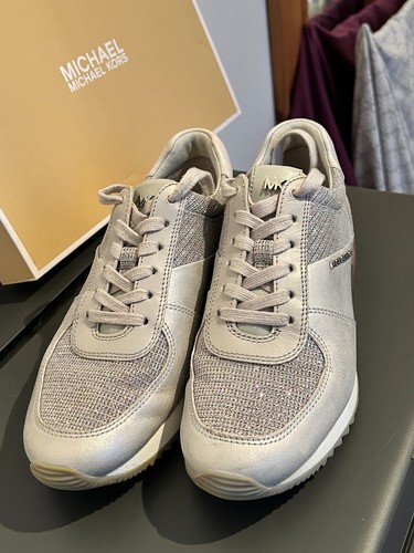 Authentic Silver Grey All Glitter Leather “Allie” Michael Kors Trainers, UK 3 - Picture 7 of 15