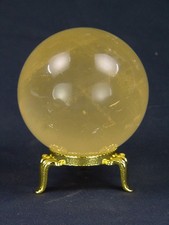 MAIS Sphère de vision de guérison calcite dorée 2,25" avec support orbe lapidaire 4966K