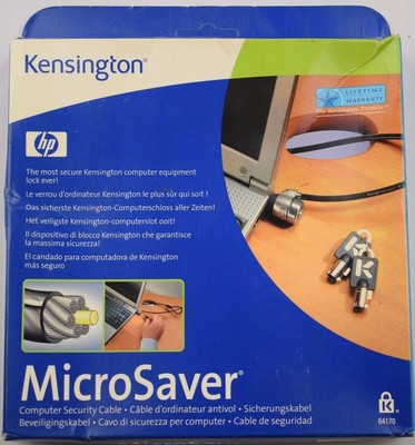 Kensington Microsaver Lock For Notebook Computers, Monitors HP Branded       E-1