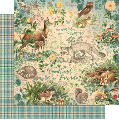 GRAFIK 45 "WALDFREUNDE" 12X12 PAPIER SET 8 BLATT HASEN HIRSCH SCRAPJACK'S - Bild 2 von 9