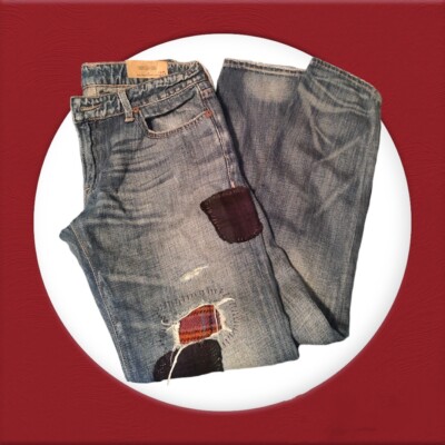 Polo Ralph Lauren Women Sz 25 $298 Astor Boyfriend Jean Distressed Patches  NEW