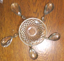 Vintage chandelier parts 4" crystal faceted bobeche with prisms