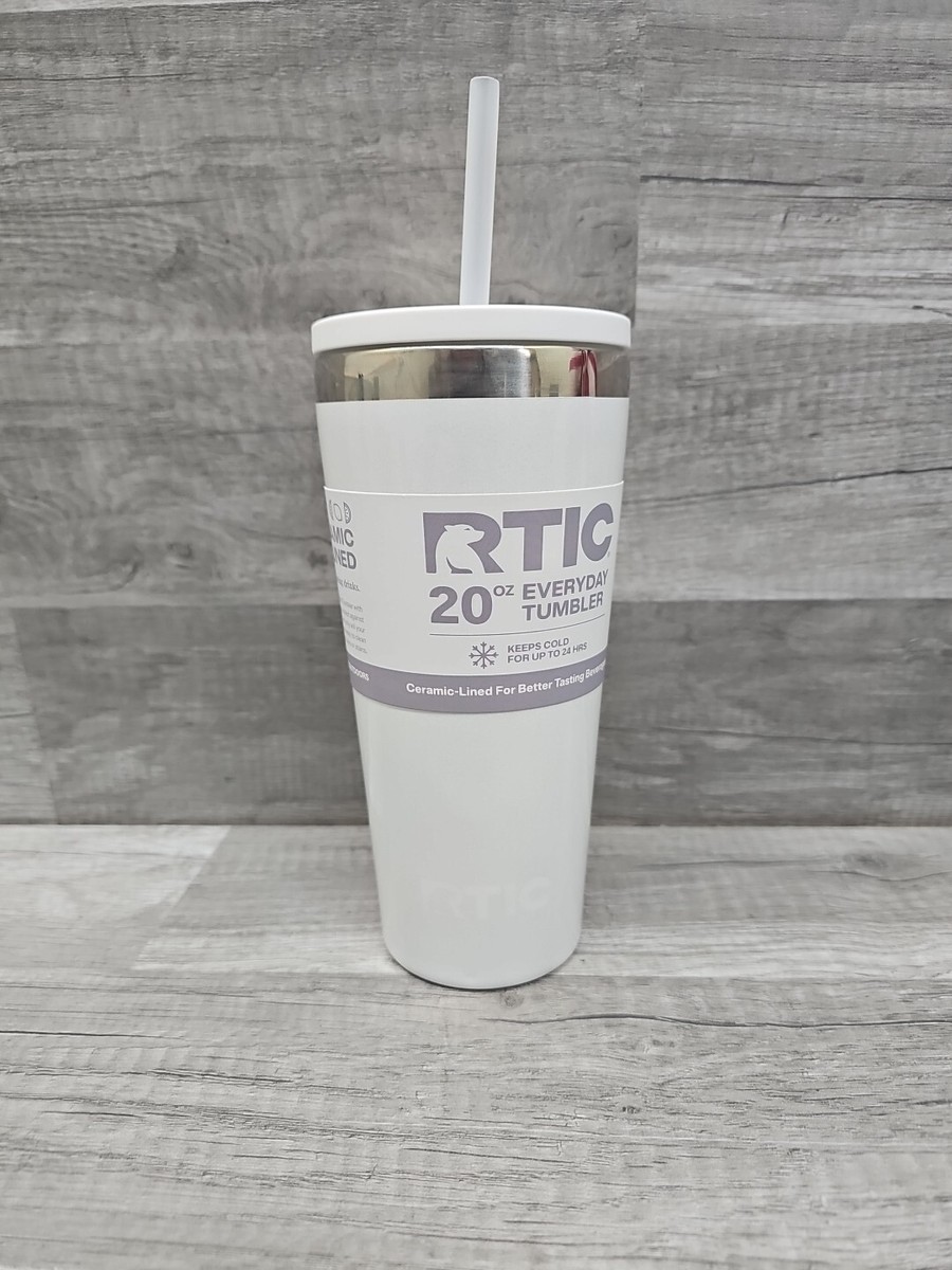 RTIC 20oz Ceramic Lined Everyday Tumbler Cold Straw Lid White