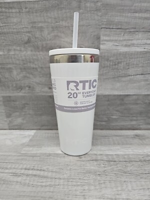 RTIC 20oz Ceramic Lined Everyday Tumbler Cold Straw Lid White