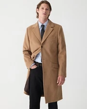 $598 J.Crew Men’s Overcoat Italian Fabric Wool-Cashmere Toffee Size 36R