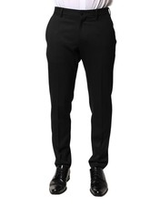 Dolce & Gabbana Black Wool Mid Waist Men Dress Trousers Men's Pants Authentic