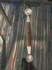 Vintage Rostfrei Germany DR Doppel Melone Baller Holzgriff DDR