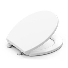 Plus Toilet Seat Slow Close Toilet Seat, No-Slam, Magnetic Quick Round White