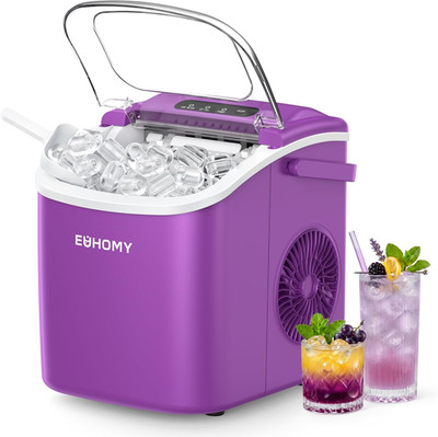 Countertop Ice Maker Machine with Handle, 26Lbs per Day, 9 Ice Cubes Ready in 6