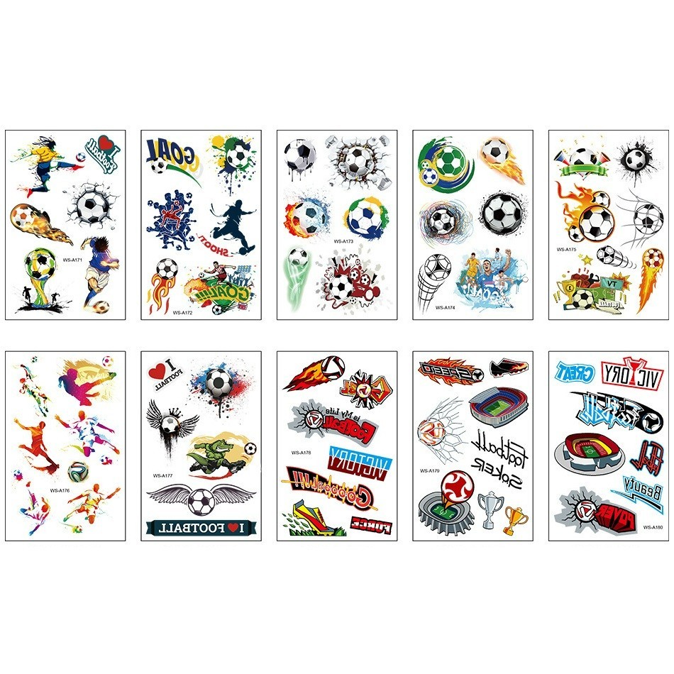 10 Sheet Football Tattoos World Cup Tattoo Glow Sticker Kid Child Birthday Party
