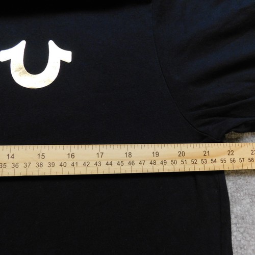 True Religion Gold Folie Logo T-Shirt Damen XL schwarz Buddha Baumwolle leicht - Bild 5 von 8