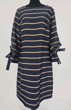 Banana Republic Navy Striped Poet Sleeve with Ties Shift Dress, Sz. 10