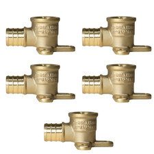 5 Pack XFITTING 3/4" Pex-B x 1/2" Female NPT Threaded Drop Ear Elbow, Lead Free