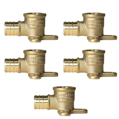 5 Pack XFITTING 3/4'' Pex-B x 1/2'' Female NPT Threaded Drop Ear Elbow, Lead Free