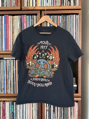 Aerosmith Black Tee Shirt Sz Large America s Greatest Rock & Roll Band Music 70s