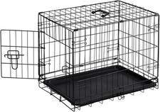 24 Inch Single Door Dog Crate Metal Pet Kennel W/ Secure Lock Foldable Design