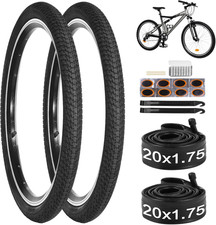20 Inch Bike Tire 2 Pack 20x1.75 Bicycle Tires 20x1.5-1.75 Bike Tubes With R