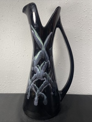 Vintage MCM Royal Haeger PITCHER 16'' Black Drip Pattern Vase