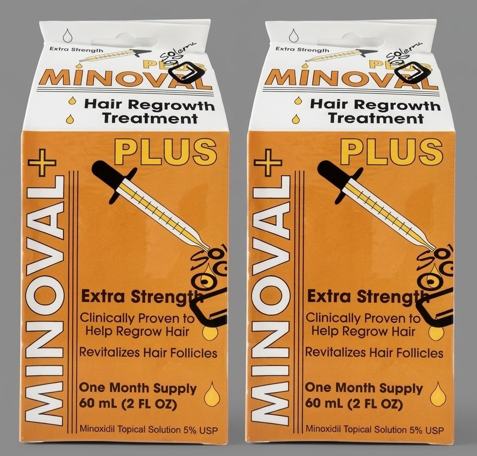 MINOVAL PLUS Hair Regrowth Treatment- For Men Extra Strength (Pack of 2 ...