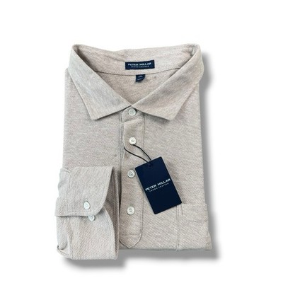 NWT $225 Peter Millar Crown Crafted Croxley Cotton Linen L/S Polo MS25XK33 2XL