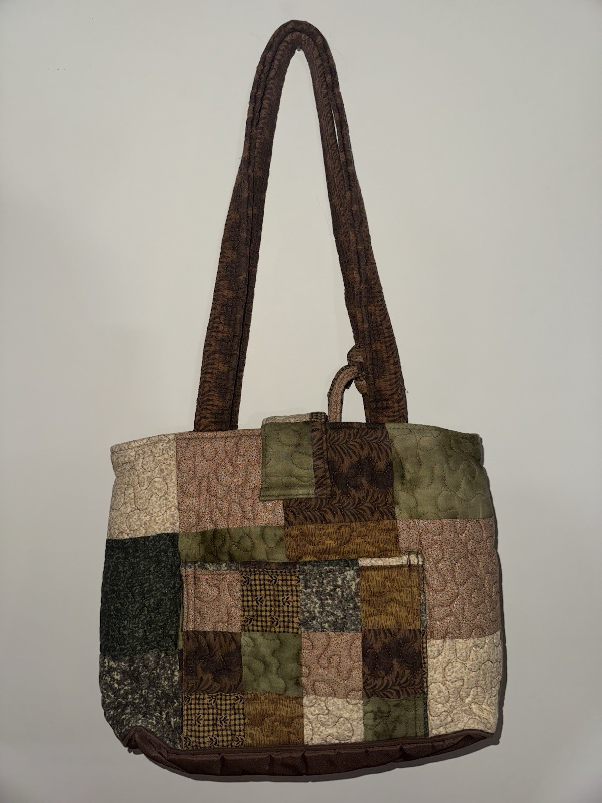 Donna Sharp Brown Plaid Patchwork Quilted Purse H… - image 5