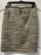 Vintage Skirt Tweed Wool Knee Length 24 In Multicolor Beigh Size 40/10
