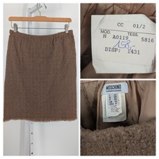 Moschino Tweed Boucle Punk Mod Skirt Italy Y2K 2002 Cheap Chic 29-32 Vintage