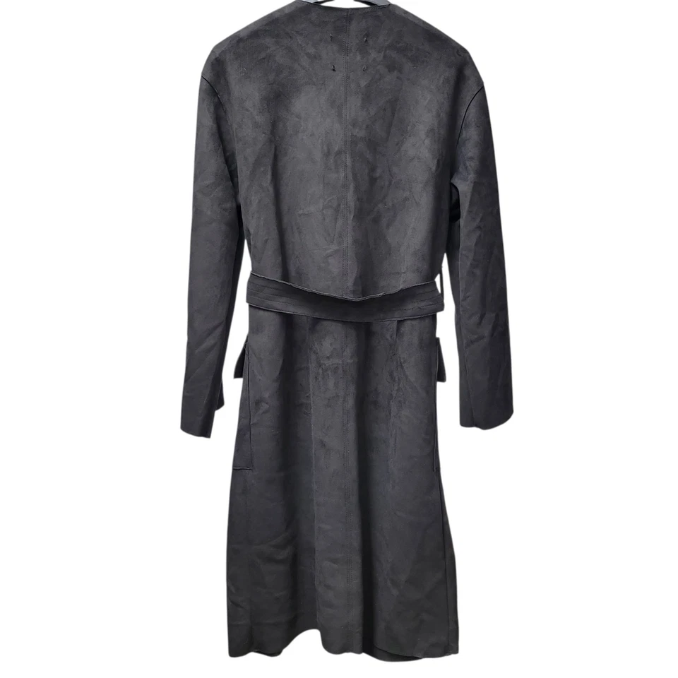 Gabardina negra de gamuza sintética sin cuello para mujer MNG Basics/MANGO talla XS  Foto 3 de 4