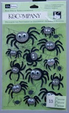 K Company 13 pcs Halloween Spiders Pillow Scrapbook Stickers