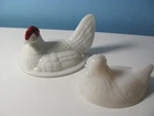 3 piece vintage milk glass... 2 westmoreland nesting hens {tops}...1 gravy bowl