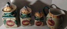 Canister Italian 3 Piece Numbered ,Matching Italian Pitcher, Hand Painted Collec