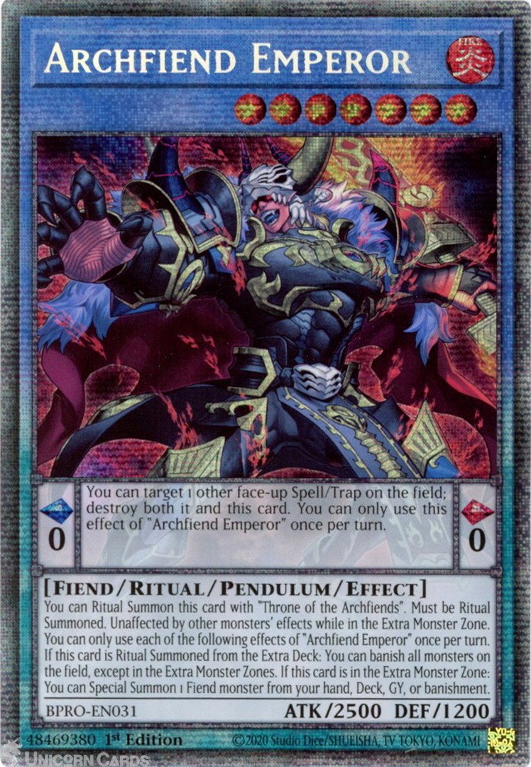BPRO-EN031 Archfiend Emperor : Starlight Rare 1st Edition Mint YuGiOh Card